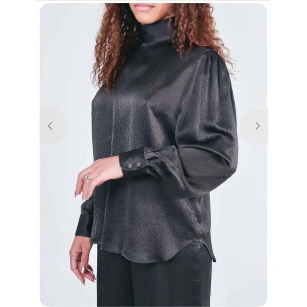 Rachel Comey Prina Top Silk Blouse Womens Size 10 Hammered Satin Dark Grey - Picture 2 of 16